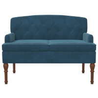 Produktbild för Loveseat med knapprapport Blå 111 x 65 x 79 cm Sammet