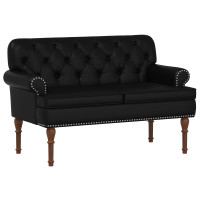 Produktbild för Loveseat med knapprapport Svart 120 x 65 x 77 cm Konstläder