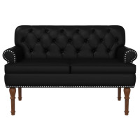 Produktbild för Loveseat med knapprapport Svart 120 x 65 x 77 cm Konstläder