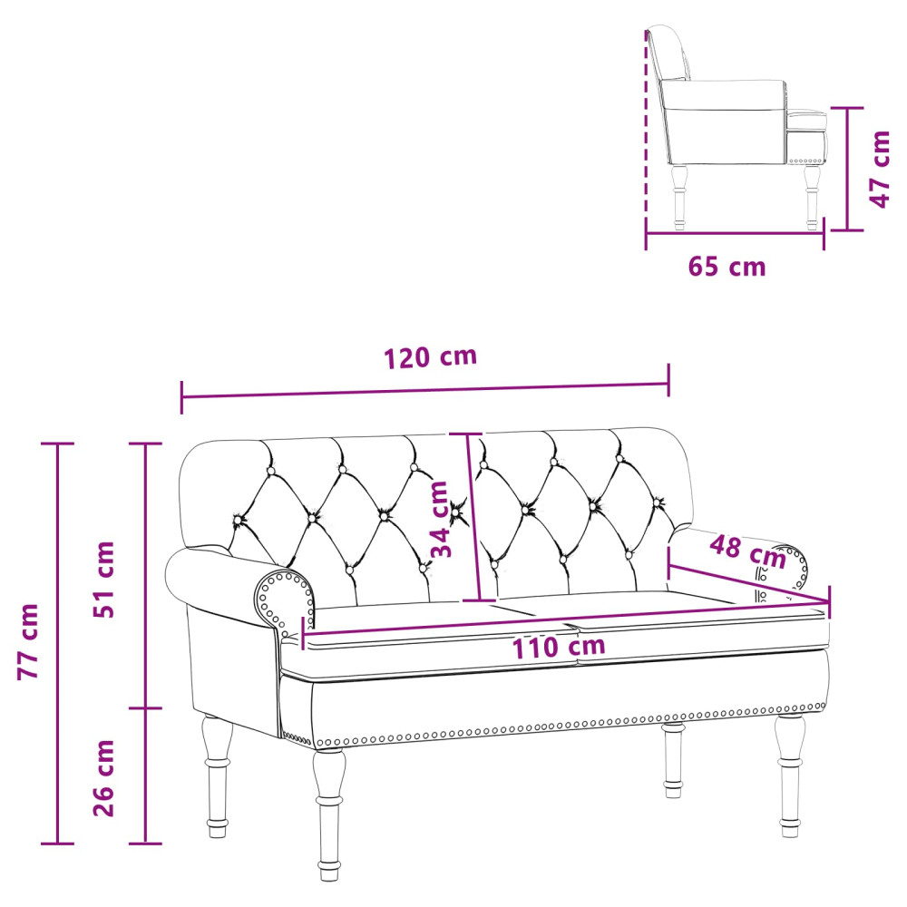 Produktbild för Loveseat med knapprapport Svart 120 x 65 x 77 cm Konstläder