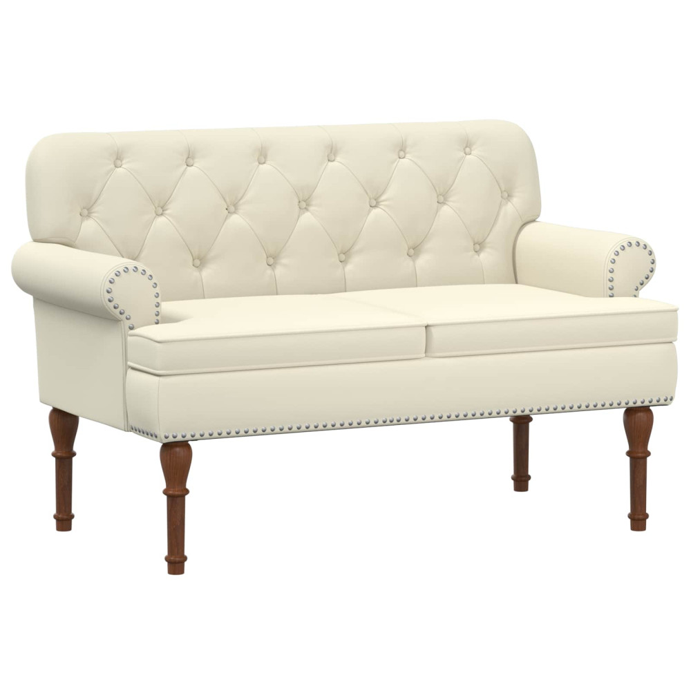 Produktbild för Loveseat med knapprapport Gräddvit 120 x 65 x 77 cm Konstläder