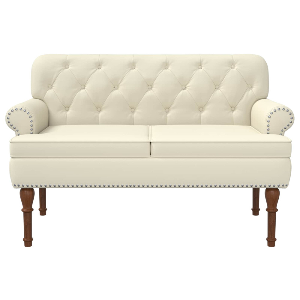 Produktbild för Loveseat med knapprapport Gräddvit 120 x 65 x 77 cm Konstläder