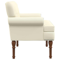 Produktbild för Loveseat med knapprapport Gräddvit 120 x 65 x 77 cm Konstläder