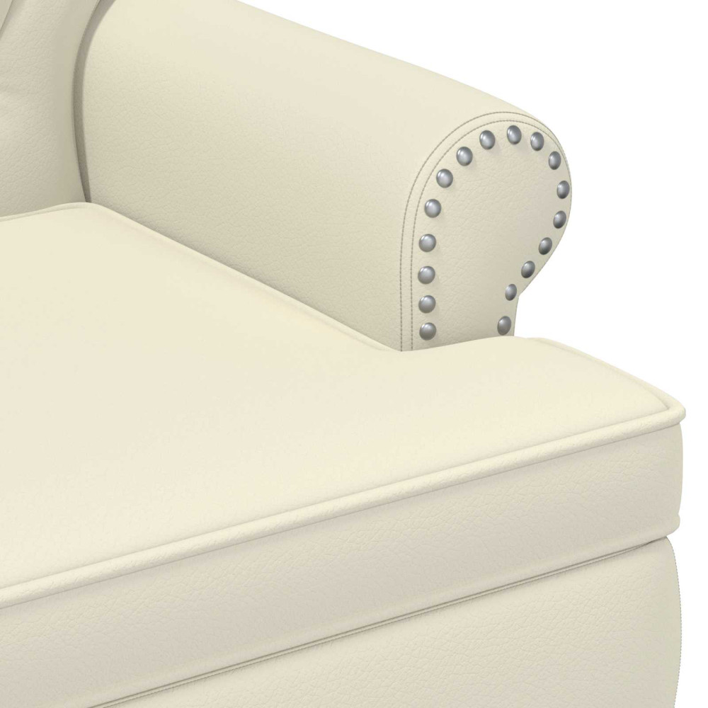 Produktbild för Loveseat med knapprapport Gräddvit 120 x 65 x 77 cm Konstläder