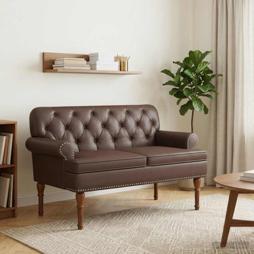 vidaXL Loveseat med knapprapport Brun 120 x 65 x 77 cm Konstläder