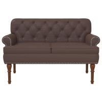 Produktbild för Loveseat med knapprapport Brun 120 x 65 x 77 cm Konstläder