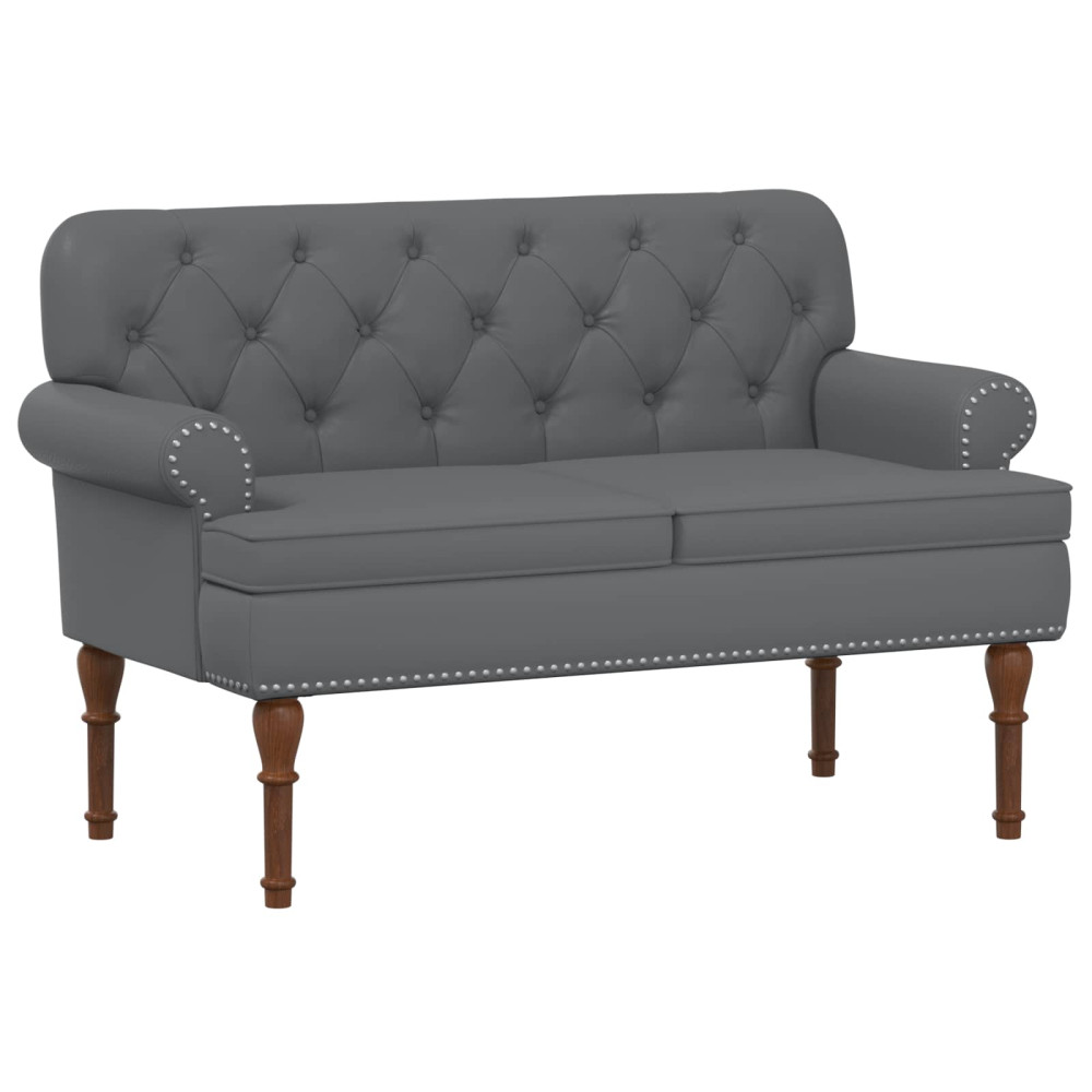 Produktbild för Loveseat med knapprapport Grå 120 x 65 x 77 cm Konstläder