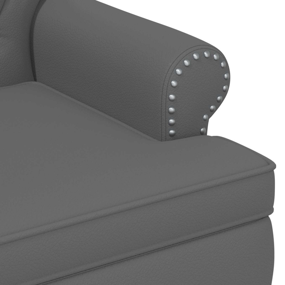Produktbild för Loveseat med knapprapport Grå 120 x 65 x 77 cm Konstläder