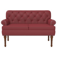 Produktbild för Loveseat med knapprapport Vinröd 120 x 65 x 77 cm Konstläder