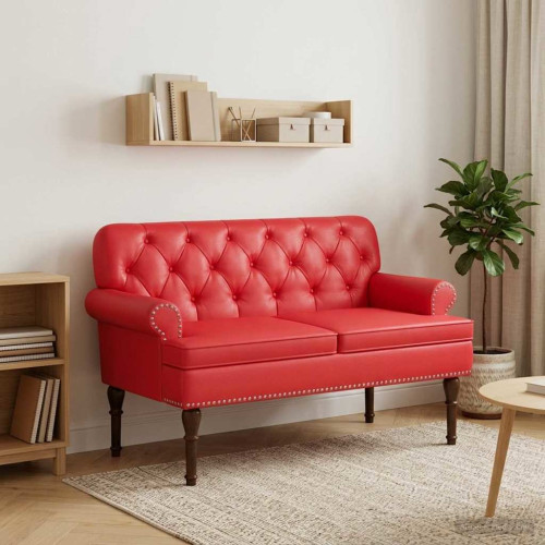 vidaXL Loveseat med knapprapport Röd 120 x 65 x 77 cm Konstläder