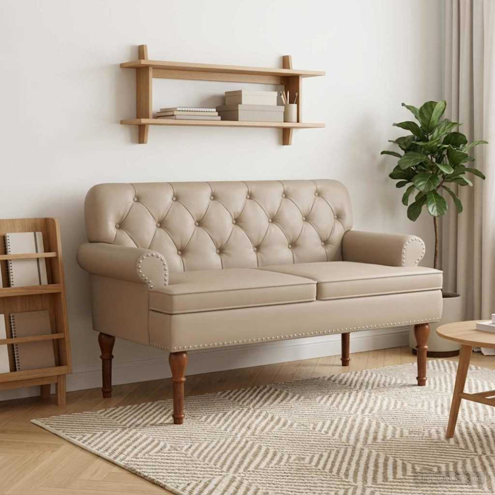 Produktbild för Loveseat med knapprapport Cappuccino 120 x 65 x 77 cm