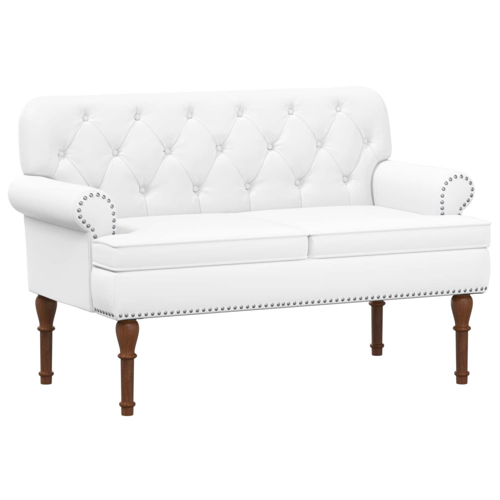 Produktbild för Loveseat med knapprapport Vit 120 x 65 x 77 cm Konstläder