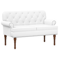 Produktbild för Loveseat med knapprapport Vit 120 x 65 x 77 cm Konstläder