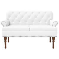 Produktbild för Loveseat med knapprapport Vit 120 x 65 x 77 cm Konstläder