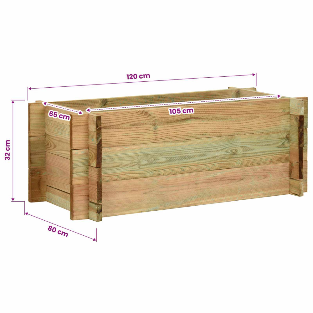 Produktbild för Trädgårdsupphöjd Grönsaksbädd Grön 120 x 80 x 32 cm Massiv furu