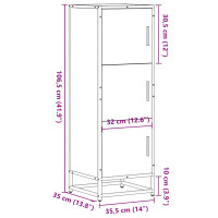 Produktbild för Högskåp svart 35,5x35x106,5 cm konstruerat trä och metall
