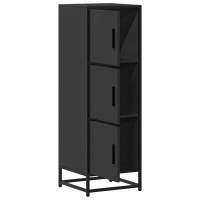 Produktbild för Högskåp svart 35,5x35x106,5 cm konstruerat trä och metall