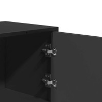 Produktbild för Högskåp svart 35,5x35x106,5 cm konstruerat trä och metall