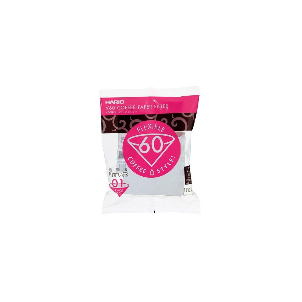Produktbild för Hario V60, Kon, Kaffefilter, engångs, papper, Vit, 100 styck