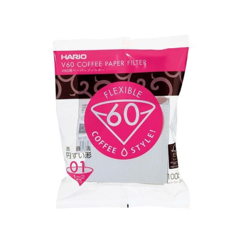 HARIO Hario V60, Kon, Kaffefilter, engångs, papper, Vit, 100 styck