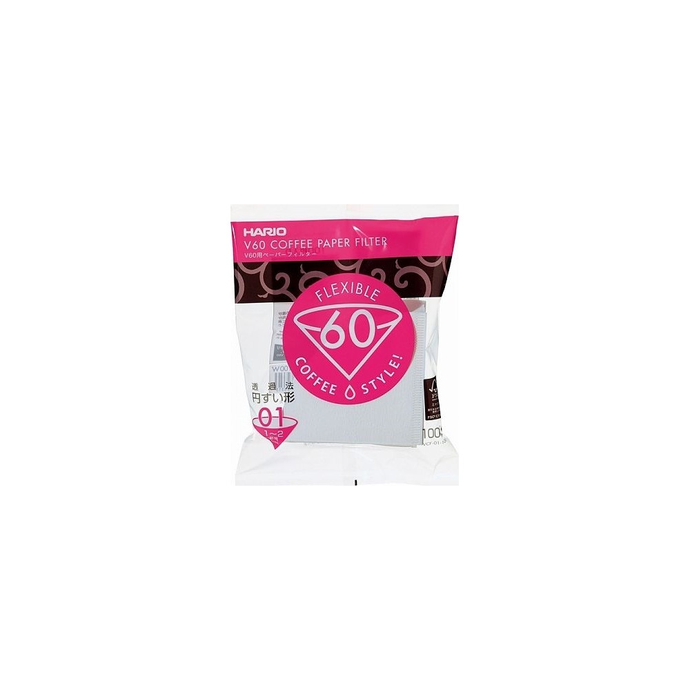 Produktbild för Hario V60, Kon, Kaffefilter, engångs, papper, Vit, 100 styck