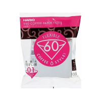 Produktbild för Hario V60, Kon, Kaffefilter, engångs, papper, Vit, 100 styck