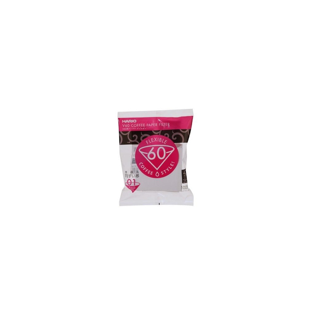Produktbild för Hario V60, Kon, Kaffefilter, engångs, papper, Vit, 100 styck