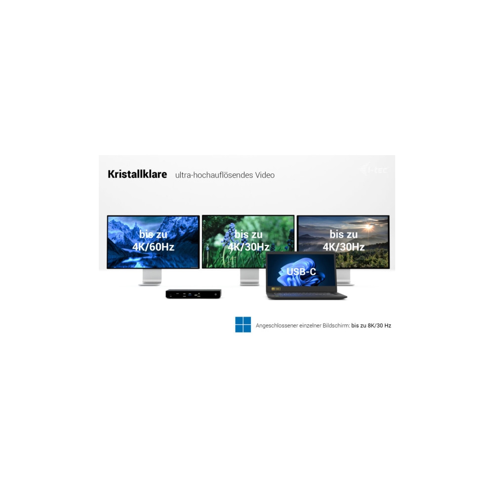 Produktbild för i-Tec - dockningsstation - USB-C / USB4 / Thunderbolt 3 / Thunderbolt 4 / Thunderbolt 5 - 2 x HDMI, Thunderbolt 4 - 1GbE, 2.5GbE