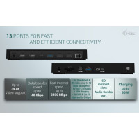Produktbild för i-Tec - dockningsstation - USB-C / USB4 / Thunderbolt 3 / Thunderbolt 4 / Thunderbolt 5 - 2 x HDMI, Thunderbolt 4 - 1GbE, 2.5GbE