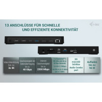 Produktbild för i-Tec - dockningsstation - USB-C / USB4 / Thunderbolt 3 / Thunderbolt 4 / Thunderbolt 5 - 2 x HDMI, Thunderbolt 4 - 1GbE, 2.5GbE