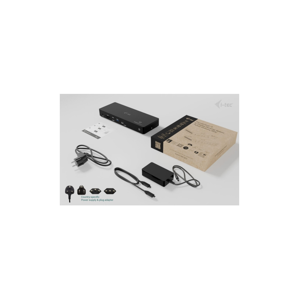 Produktbild för i-Tec - dockningsstation - USB-C / USB4 / Thunderbolt 3 / Thunderbolt 4 / Thunderbolt 5 - 2 x HDMI, Thunderbolt 4 - 1GbE, 2.5GbE