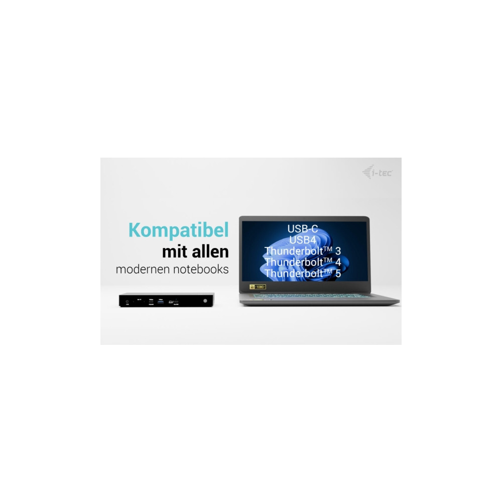 Produktbild för i-Tec - dockningsstation - USB-C / USB4 / Thunderbolt 3 / Thunderbolt 4 / Thunderbolt 5 - 2 x HDMI, Thunderbolt 4 - 1GbE, 2.5GbE