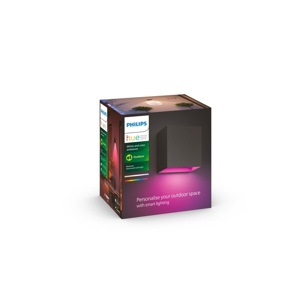Produktbild för Philips Hue White and Color Ambiance Resonate - vägglampa - LED - 8 W - 2000-6500 K - svart
