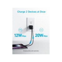 Produktbild för Anker 323 strömadapter - 24 pin USB-C, USB typ A - 33 Watt