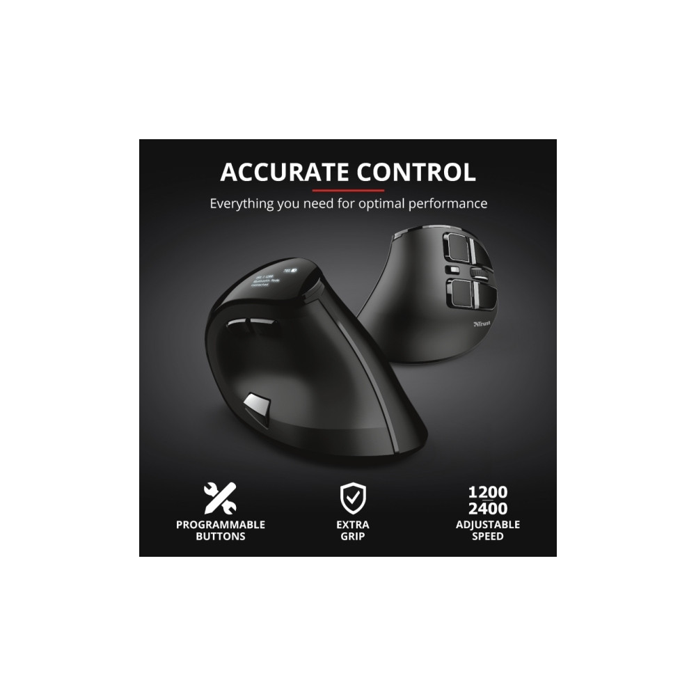 Produktbild för Trust Voxx - vertikal mus - Bluetooth, 2.4 GHz