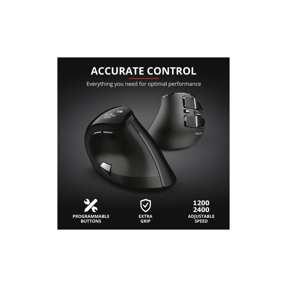Produktbild för Trust Voxx - vertikal mus - Bluetooth, 2.4 GHz