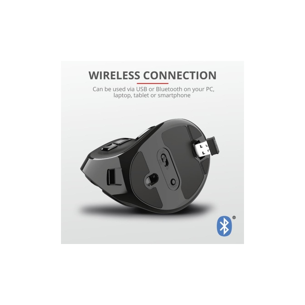 Produktbild för Trust Voxx - vertikal mus - Bluetooth, 2.4 GHz