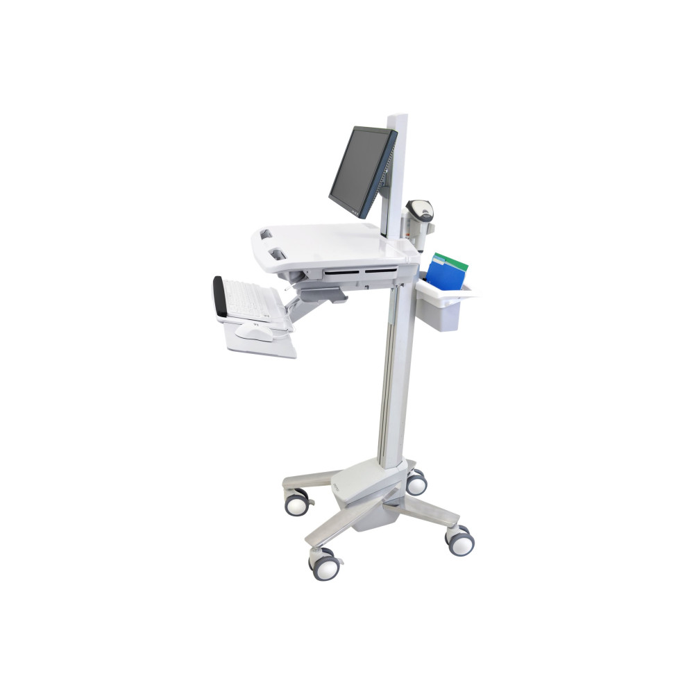 Produktbild för Ergotron StyleView vagn - för LCD-skärm/tangentbord/mus/processor/anteckningsbok/streckkodsläsare - grå, vit, polerat aluminium