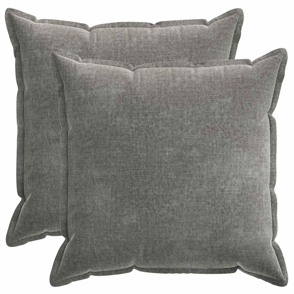 Produktbild för Kuddöverdrag 2 st HOUTEN Mörkgrå 70 x 70 cm Chenilletyg