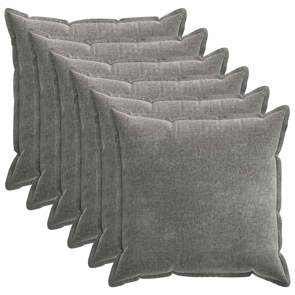 Produktbild för Kuddöverdrag 6 st HOUTEN Mörkgrå 80 x 80 cm Chenilletyg