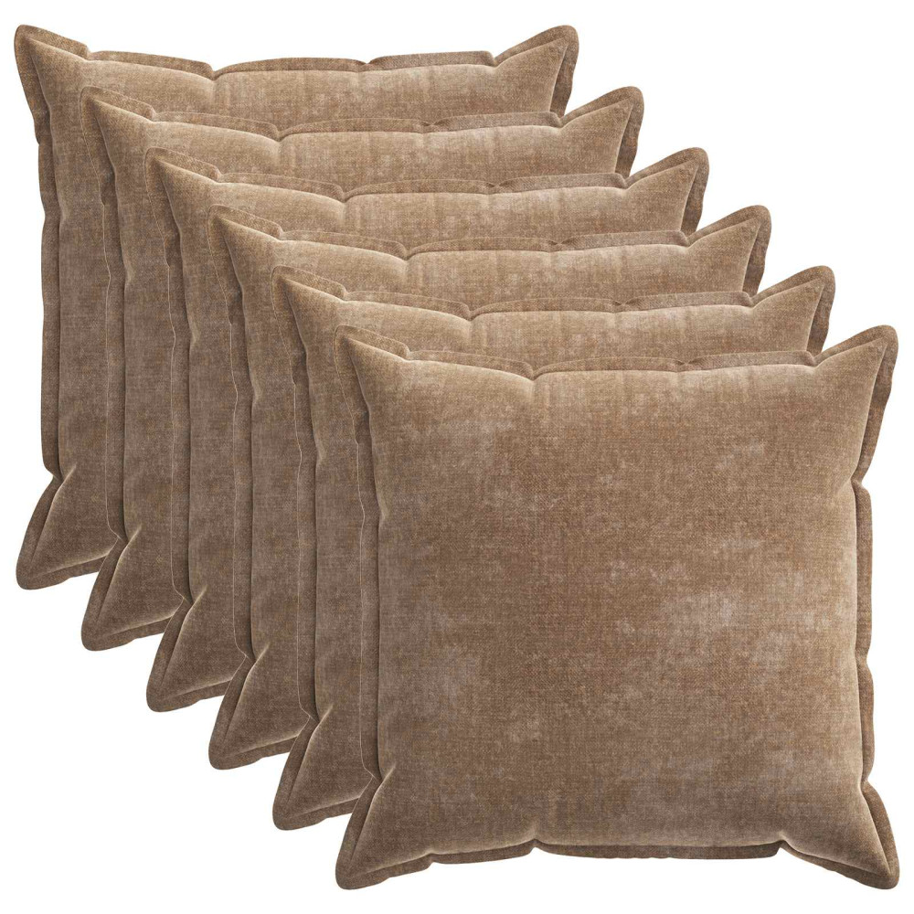 Produktbild för Kuddöverdrag 6 st HOUTEN Brun 80 x 80 cm Chenilletyg