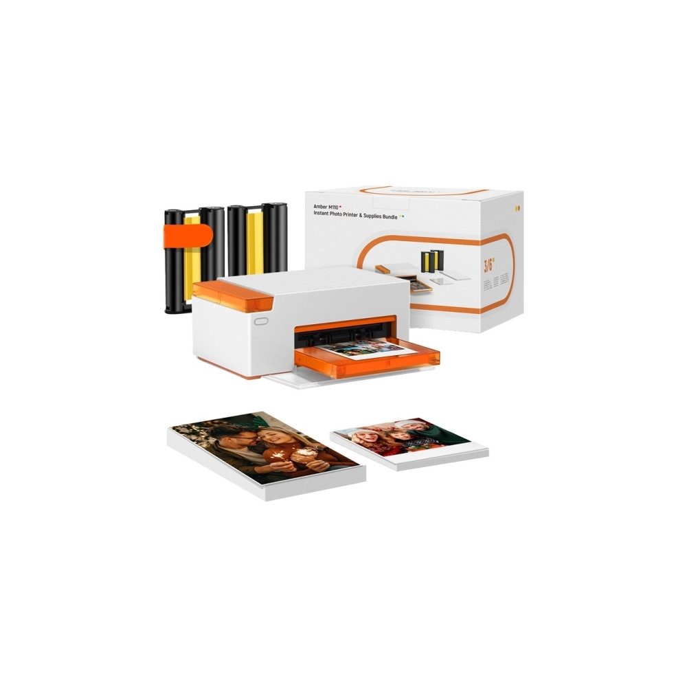 Produktbild för Liene Amber M110 bärbar fotoprinter 4x6" med 60 ark 4x6"-pap...
