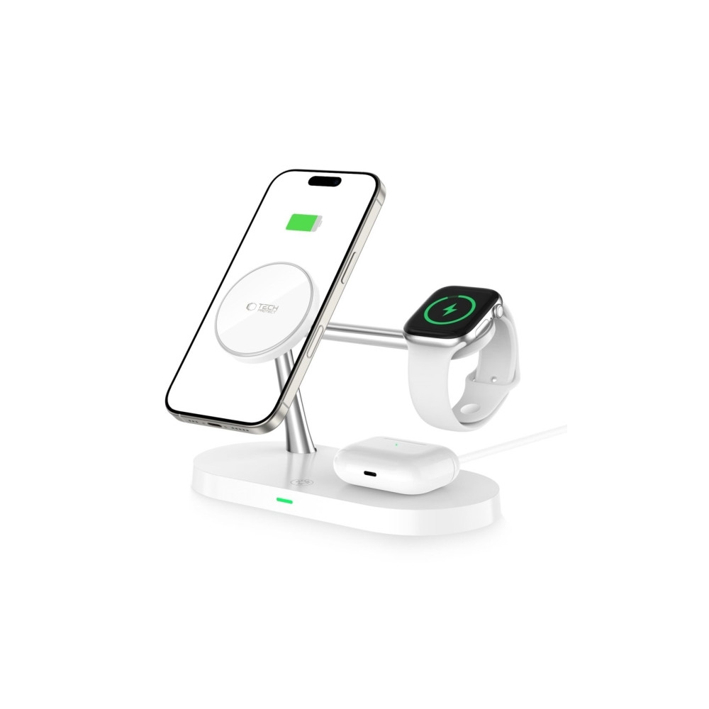 Produktbild för Tech-Protect A12 3-i-1 MagSafe induktionsladdare för smartph...