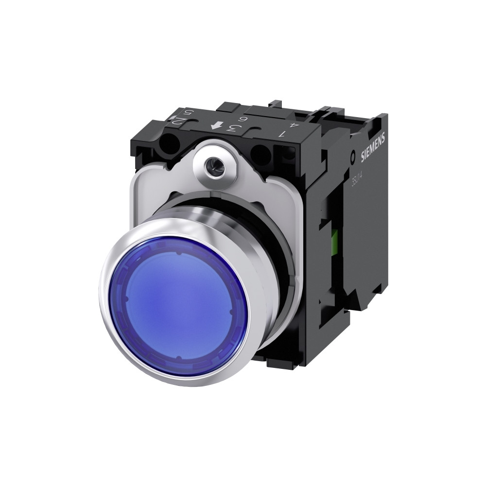 Produktbild för Siemens 3SU1152-0AB50-1BA0 Drucktaster 22mm rund blau, IP67,...