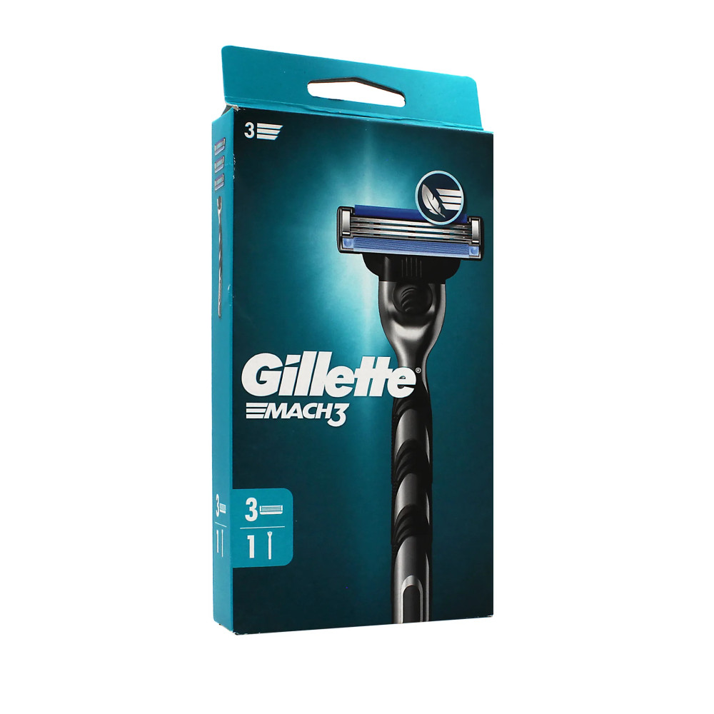 Produktbild för Gillette Mach3 Razor + Spare Blades 3pcs