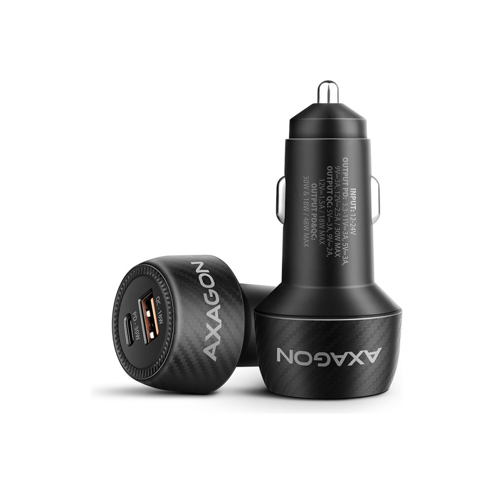 Produktbild för AXAGON strömadapter för bil - USB typ A, USB-C - 48 watt