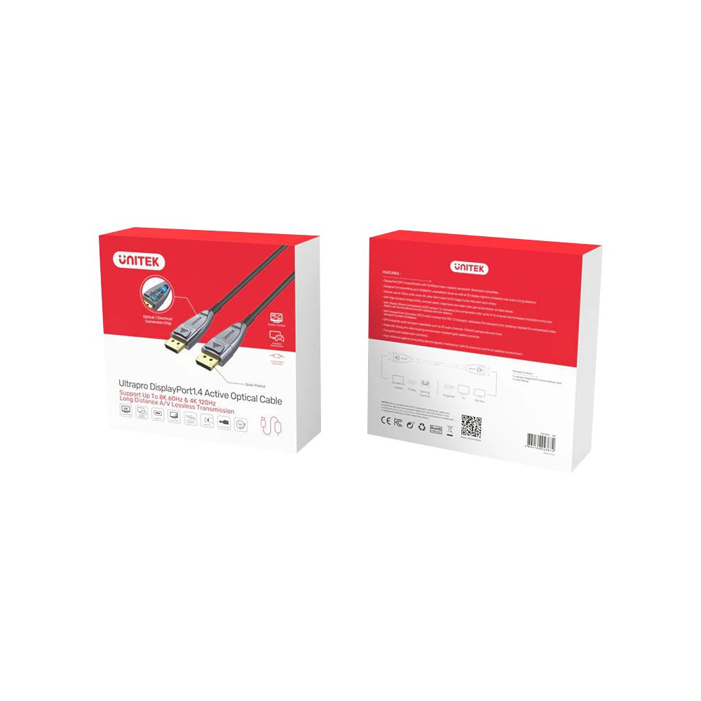 Produktbild för Unitek Ultrapro C1618GY - DisplayPort-kabel - DisplayPort till DisplayPort - 20 m
