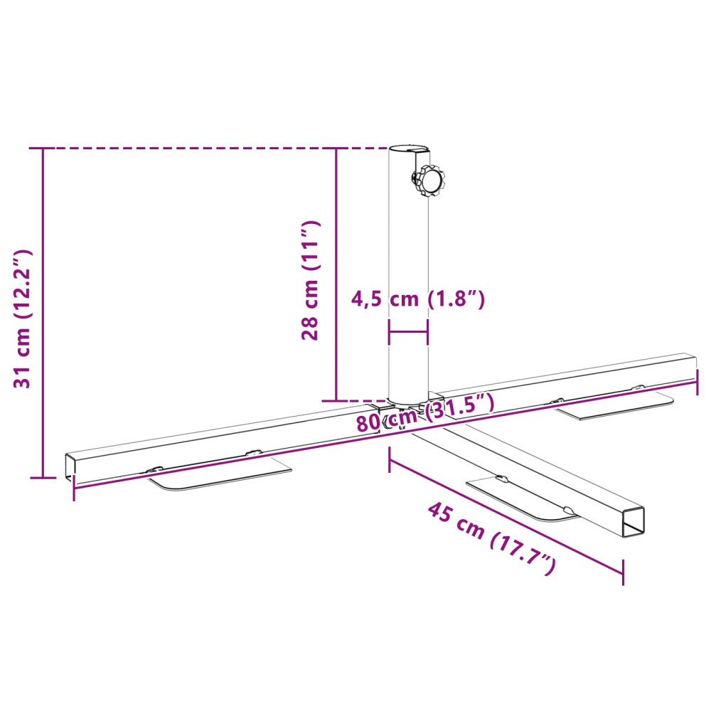 Produktbild för Halv Parasol Basram Svart Stål for 32-38 mm Pole