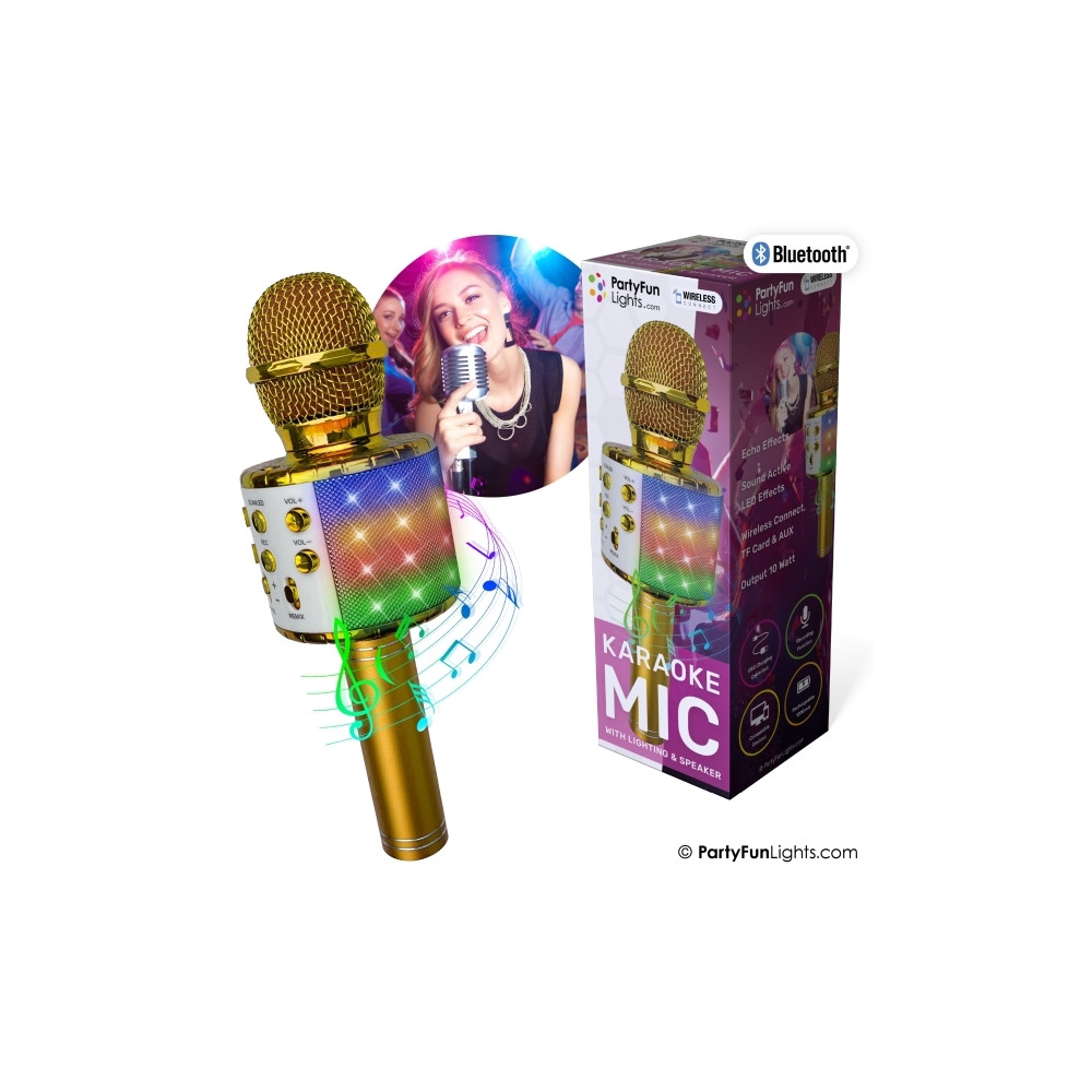 Produktbild för MUSIC Lightning karaoke mic party speaker gold 1200mA electr...