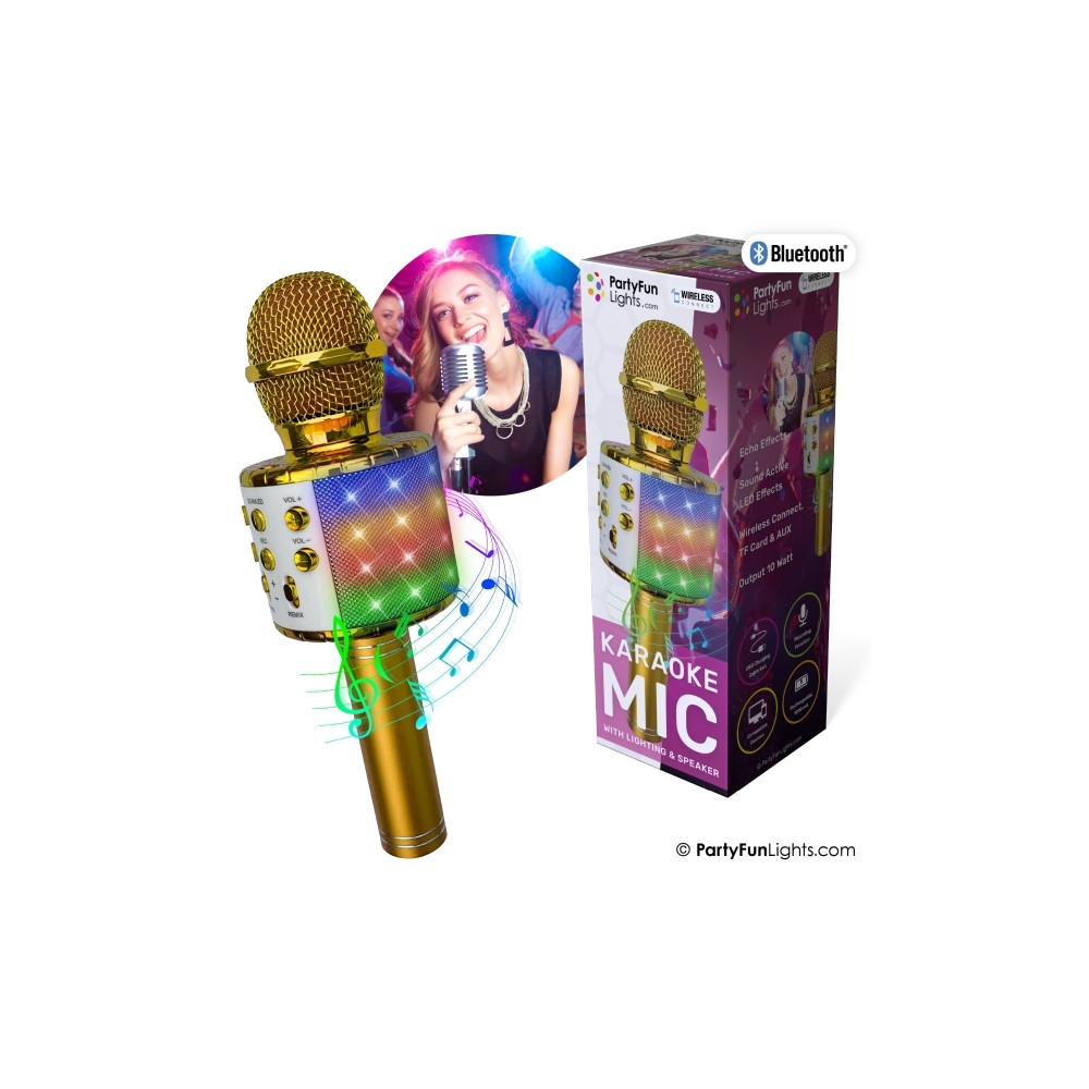 Produktbild för MUSIC Lightning karaoke mic party speaker gold 1200mA electr...